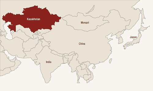 カザフスタンの場所（地図）