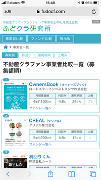 不動産クラファン事業者比較一覧