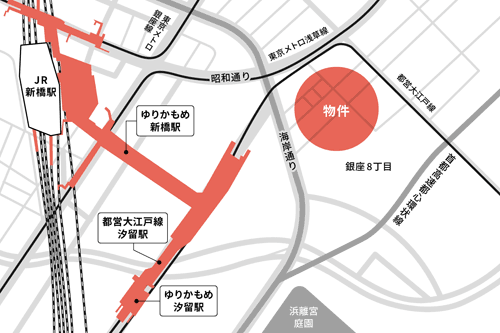 中銀カプセルタワービルの地図
