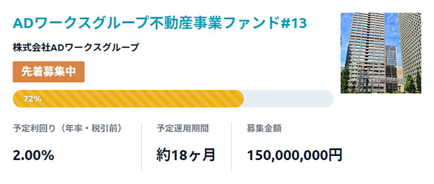 ADワークスグループ不動産事業ファンド#13