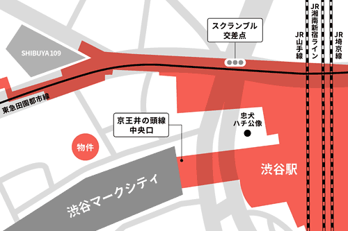 渋谷駅前 開発プロジェクトの地図