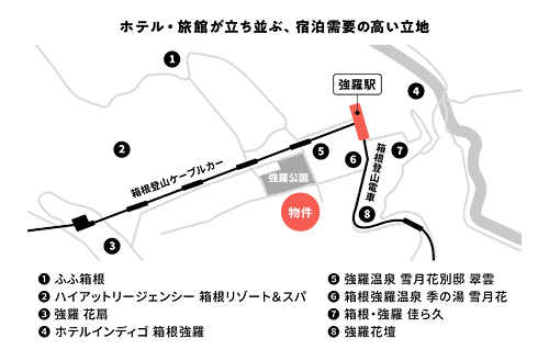 箱根町 強羅 事業用地の地図