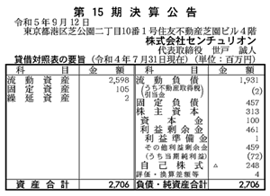 株式会社センチュリオンの決算書