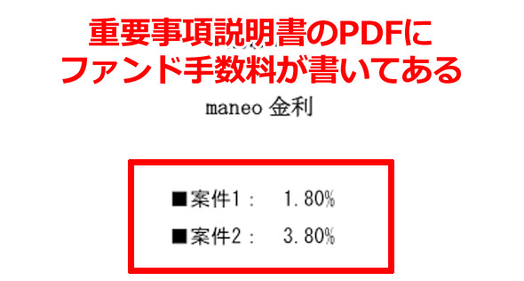 「重要事項説明書.pdf」に記載されているmaneoのファンド手数料