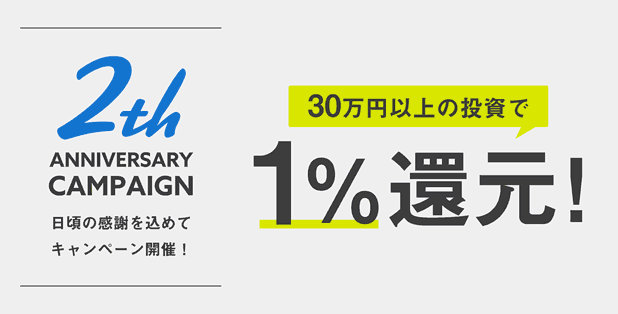 CREALの2周年キャンペーン！1%還元