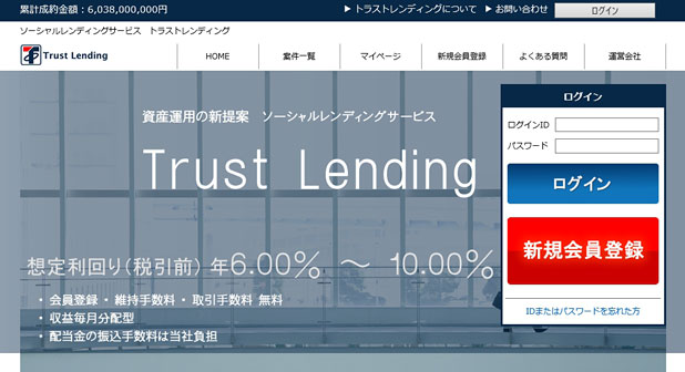 トラストレンディングのWEBサイト