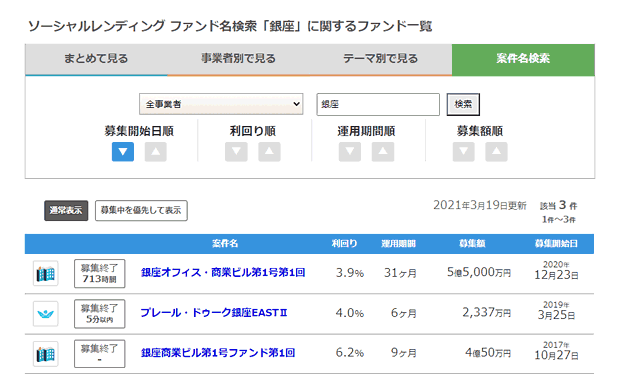 ソーシャルレンディング ファンド名検索